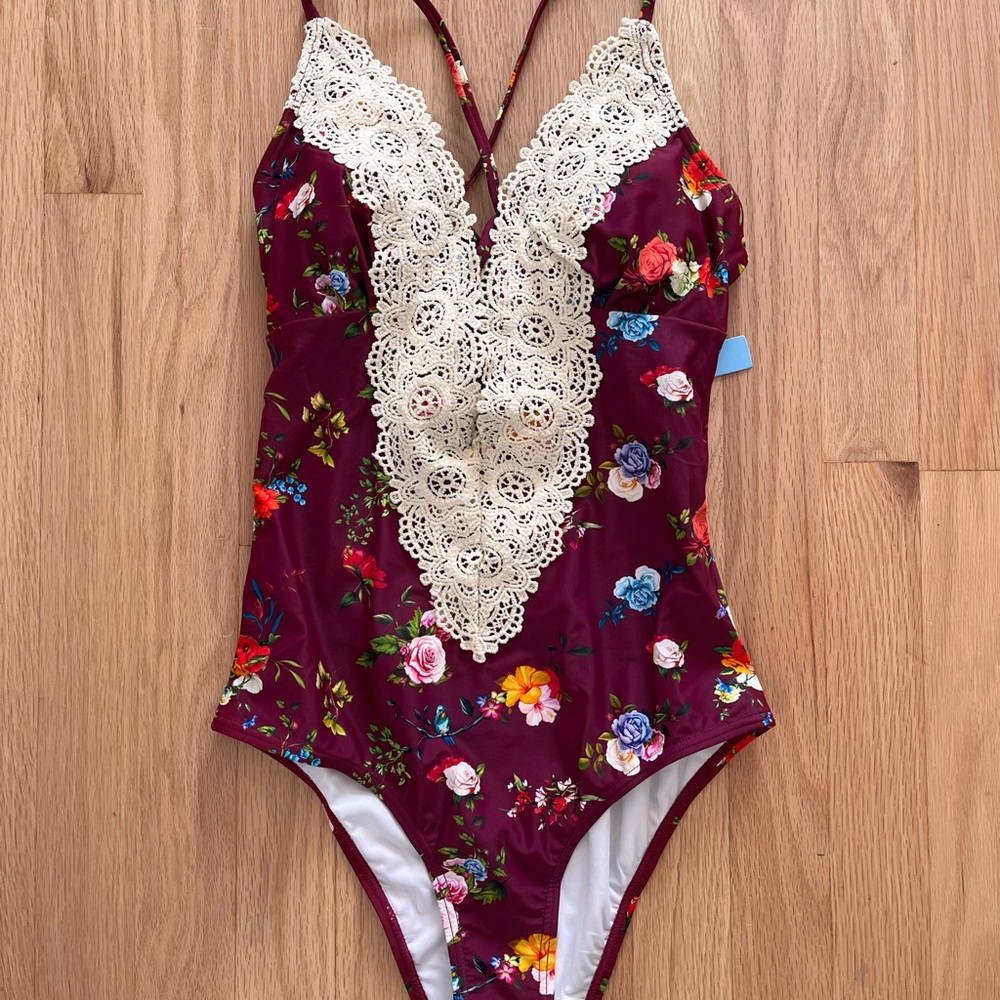 Cupshe one piece vintage lace bathing suit